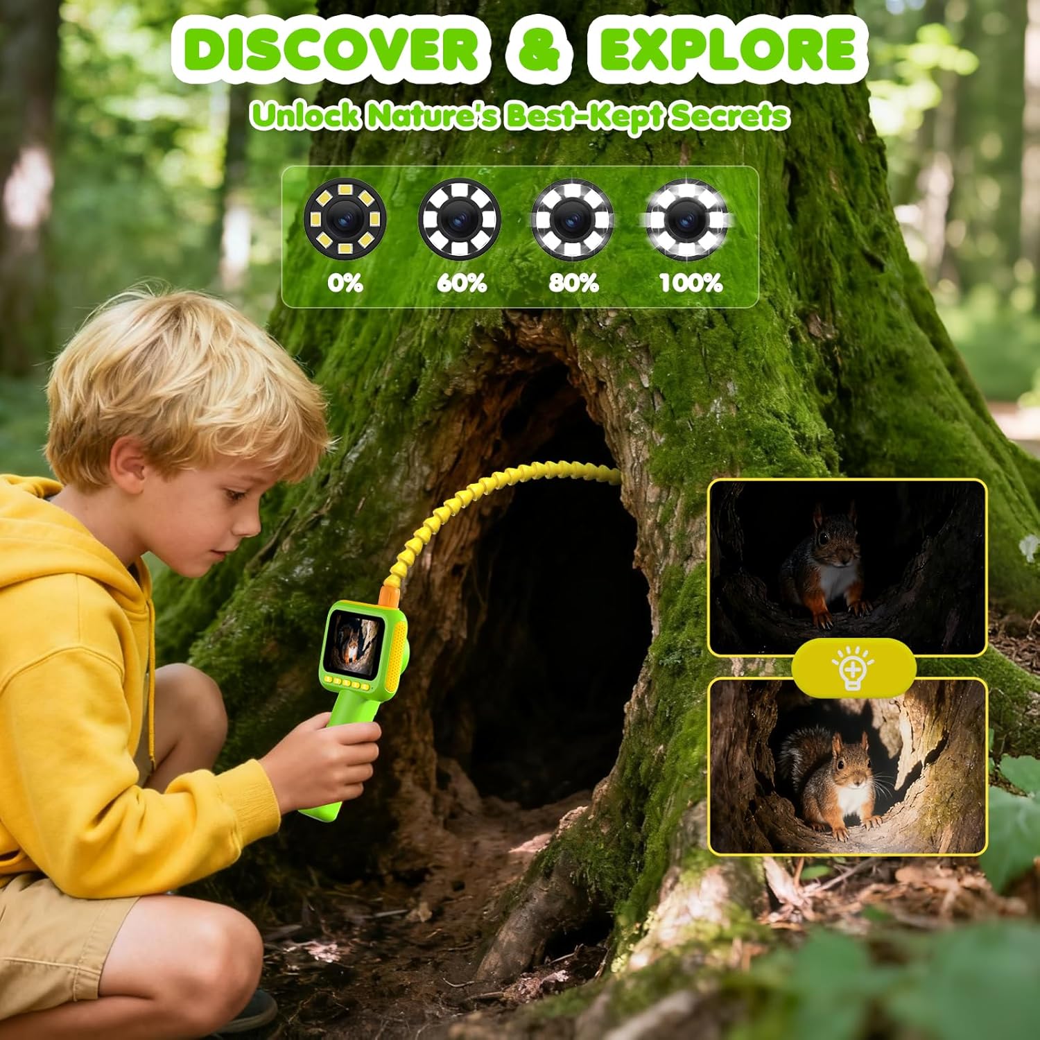 Kids Education Yes - Эндоскоп для детей, бороскоп-камера-змейка с подсветкой,