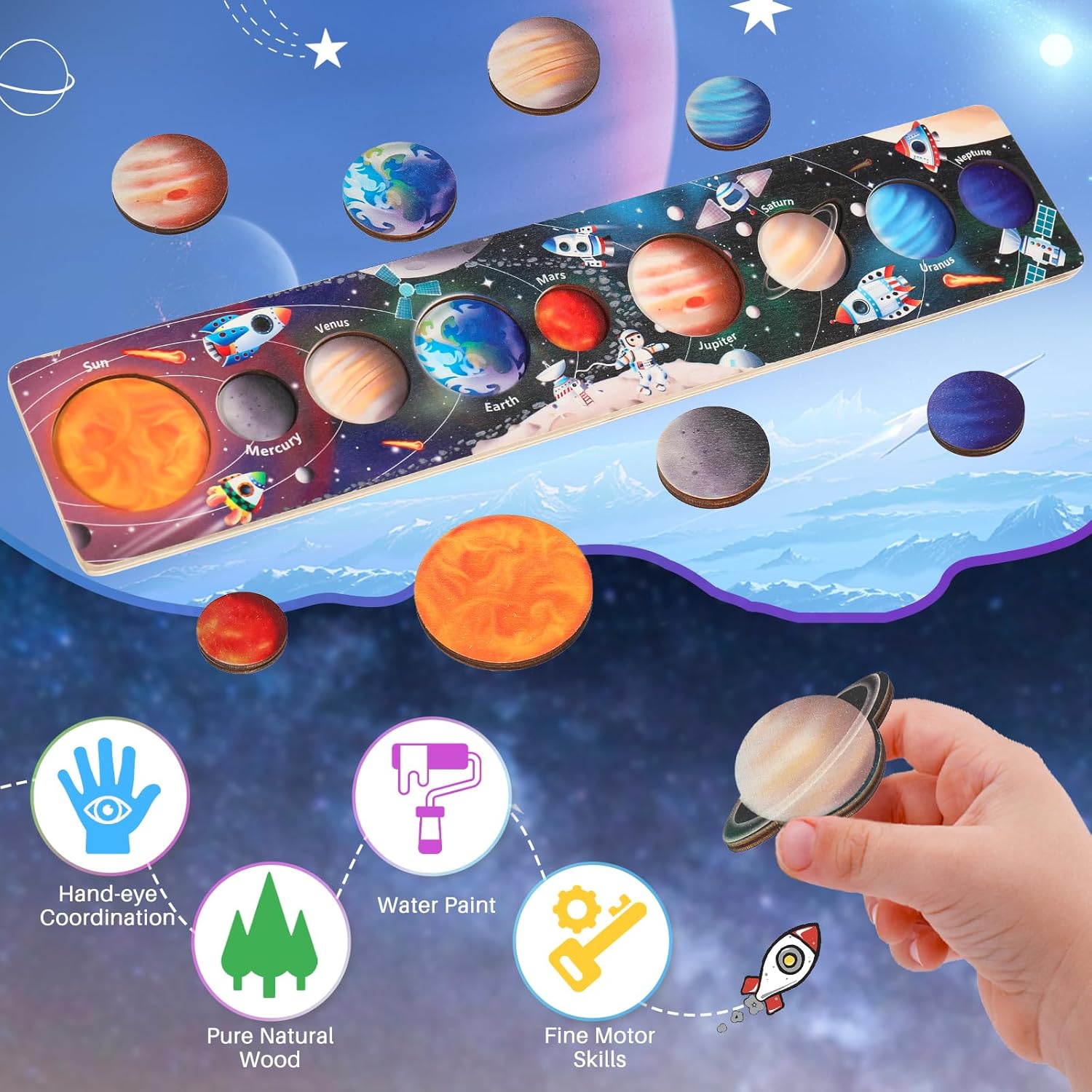 Детские деревянные пазлы с кос – обзор и цена Montessori Shelf Toy